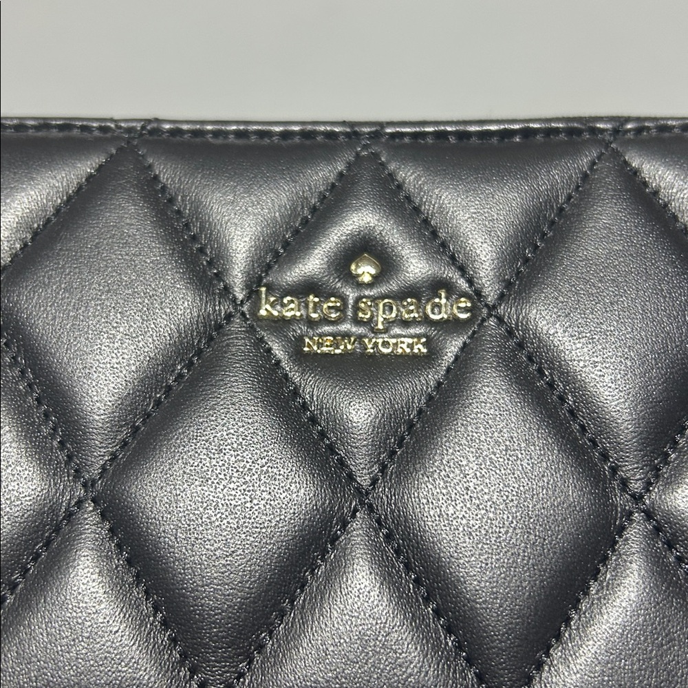 Kate Spade New York Black Diamond Quilted Pattern Leather Wallet - Picture 11 of 11